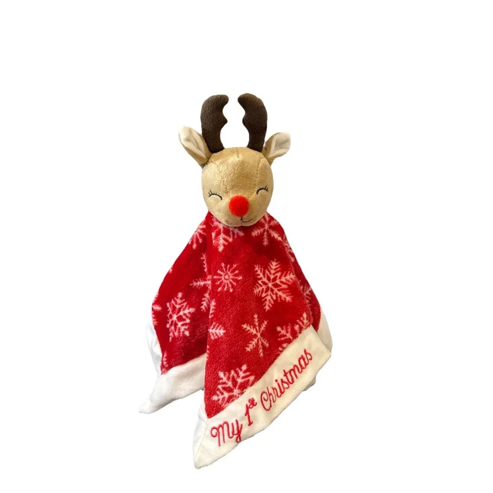My First Christmas Baby Rudolph Reindeer Red Lovey Security Snuggle Blanket New